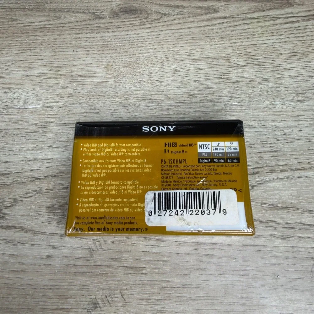 Sony Hi8 Digital8 Metal Particle Video Cassette 120min/60min Tape 1-Pack